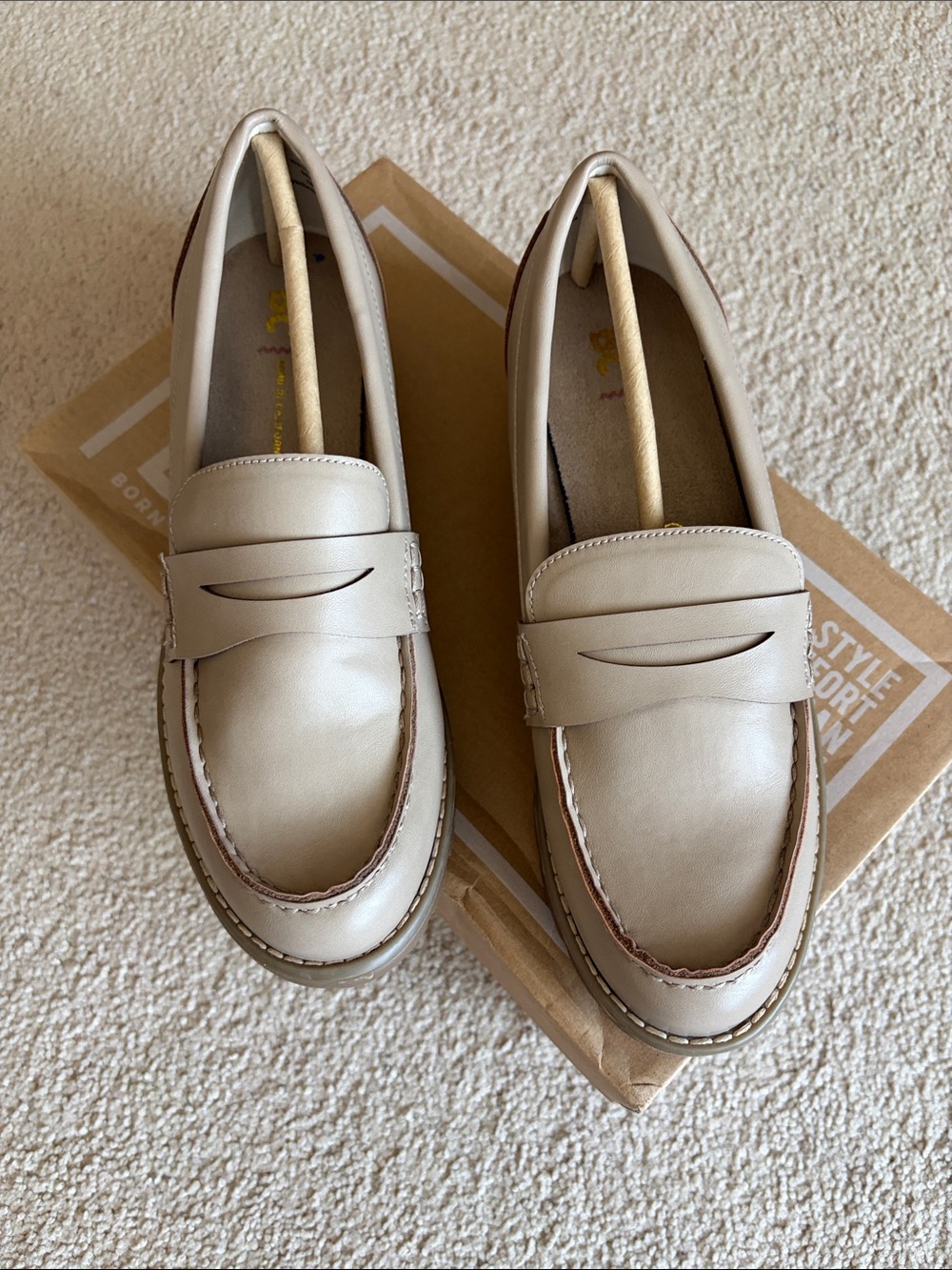 BC Footwear Beige Vegan Leather Penny Loafers